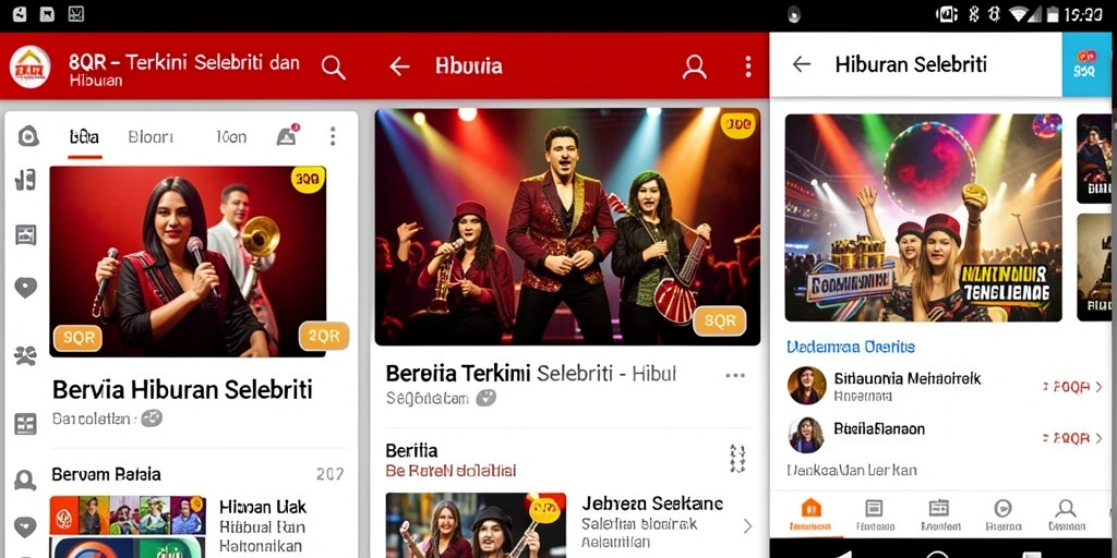 Antarmuka aplikasi 8QR yang menarik dan informatif tentang selebriti.