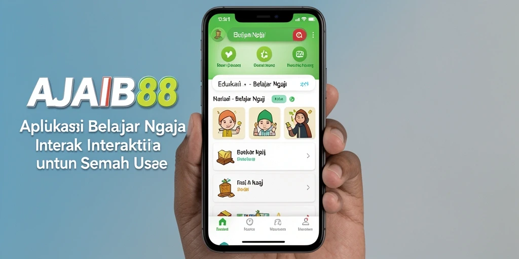 Antarmuka aplikasi AJAIB88 yang ramah pengguna untuk belajar ngaji.