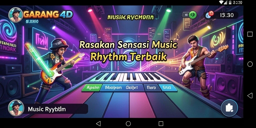Tampilan antarmuka gameplay musik rhythm GARANG4D yang menarik.