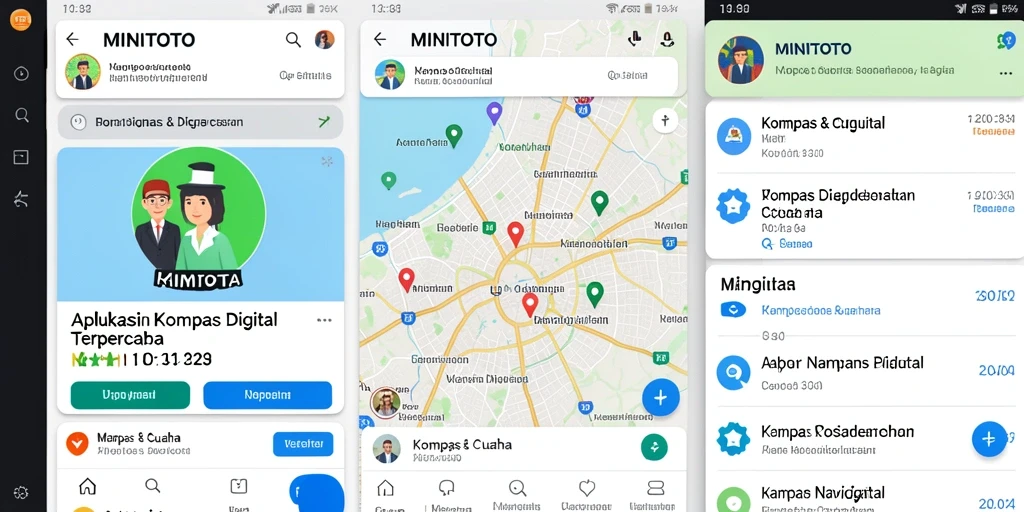 Antarmuka intuitif MINITOTO yang menampilkan fungsi kompas digital.